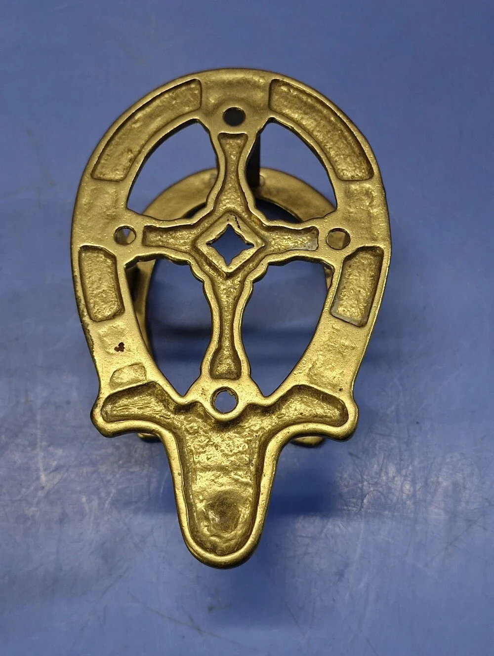 Brass Horseshoe Wall Hook Cowboy Hat Coat Hanger Western Equestrian Decor